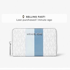 Michael Kors Small Logo Stripe Wallet- Chambray Mlt